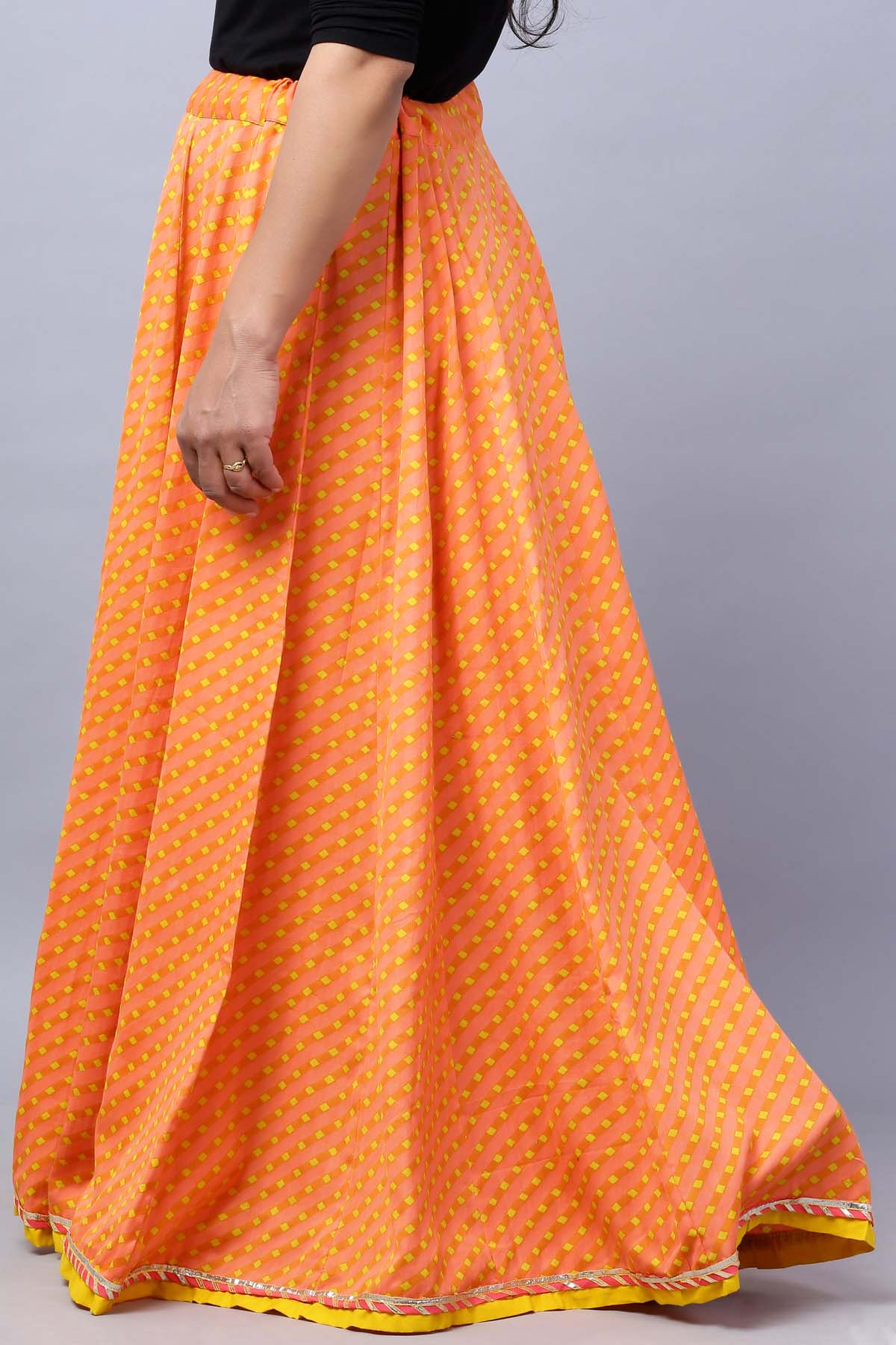 Cotton Printed Maxi Flared Skirt