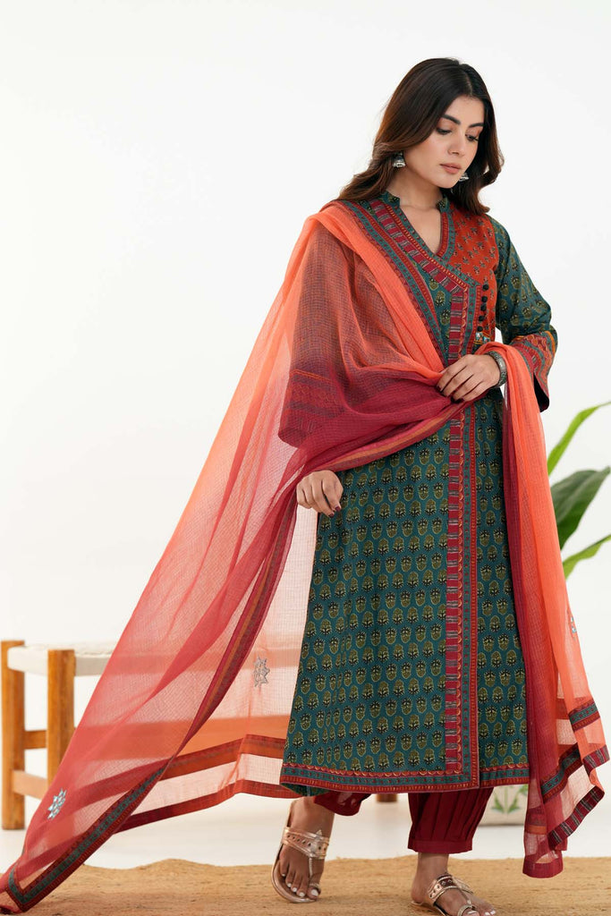 Double Shaded Kotadoriya Dupatta In Orange Color