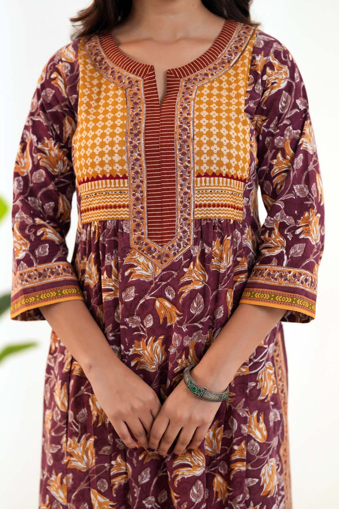 Kurta/Dupatta Set In Hand Block Printed Cotton Fabric